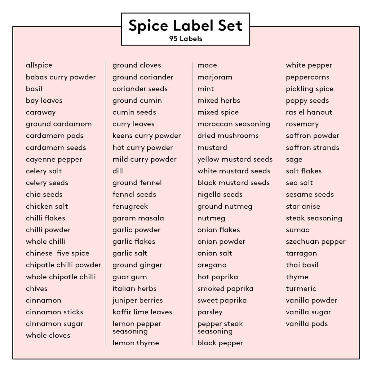 Square Spice Jar Labels