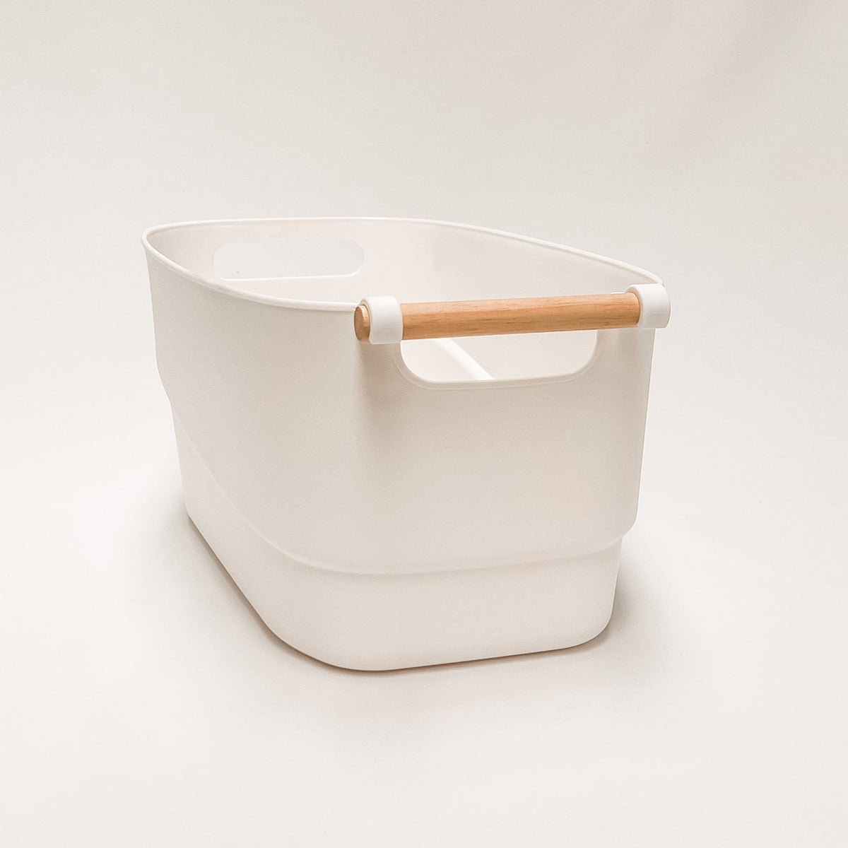 10.5LT White Organiser Tub with Wooden Handle