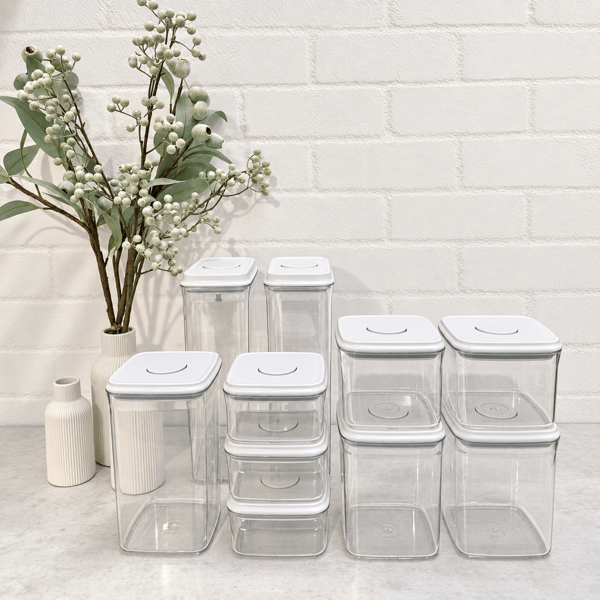 Clear Push Top Pantry Storage Containers - 10 Piece Bundle