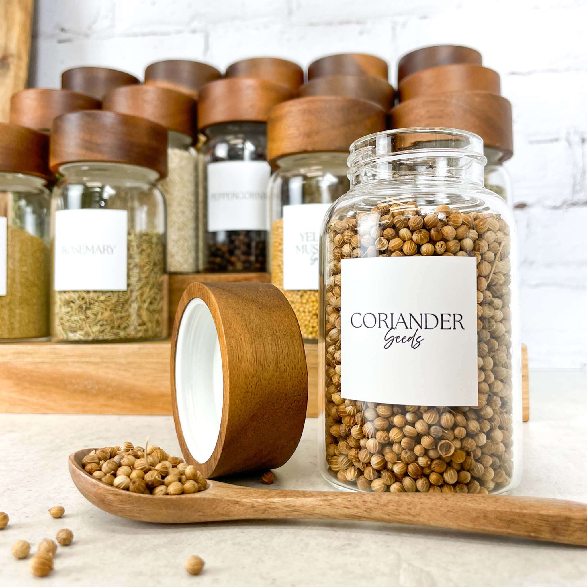 200ml Acacia Screw Top Spice Jars - Main Image