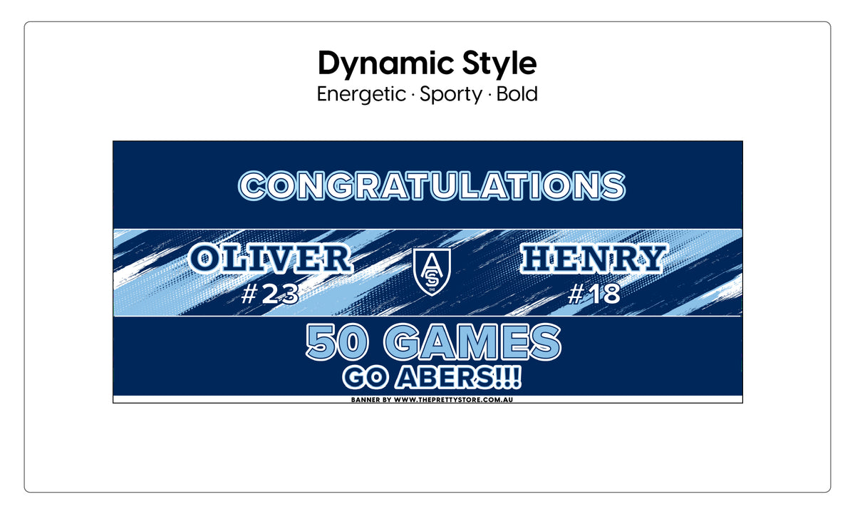 Design Your Own – Two Player Sports Milestone Banner >>> Choose between three styles: Classic, Dynamic or Vibrant
