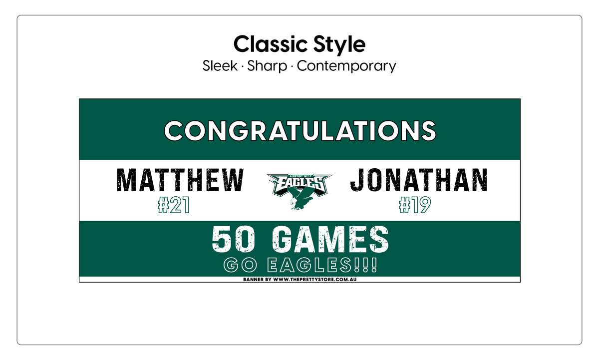 Design Your Own – Two Player Sports Milestone Banner >>> Choose between three styles: Classic, Dynamic or Vibrant