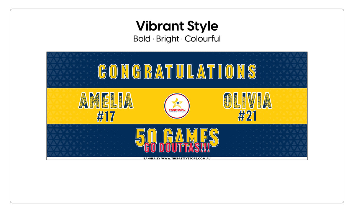 Design Your Own – Two Player Sports Milestone Banner >>> Choose between three styles: Classic, Dynamic or Vibrant
