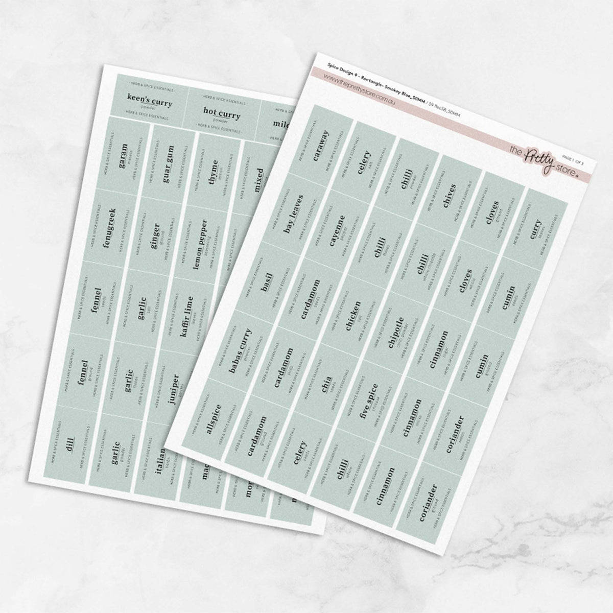 Spice Jar Label Set - Design 9 for 120ml Acacia Screw Top Spice Jars