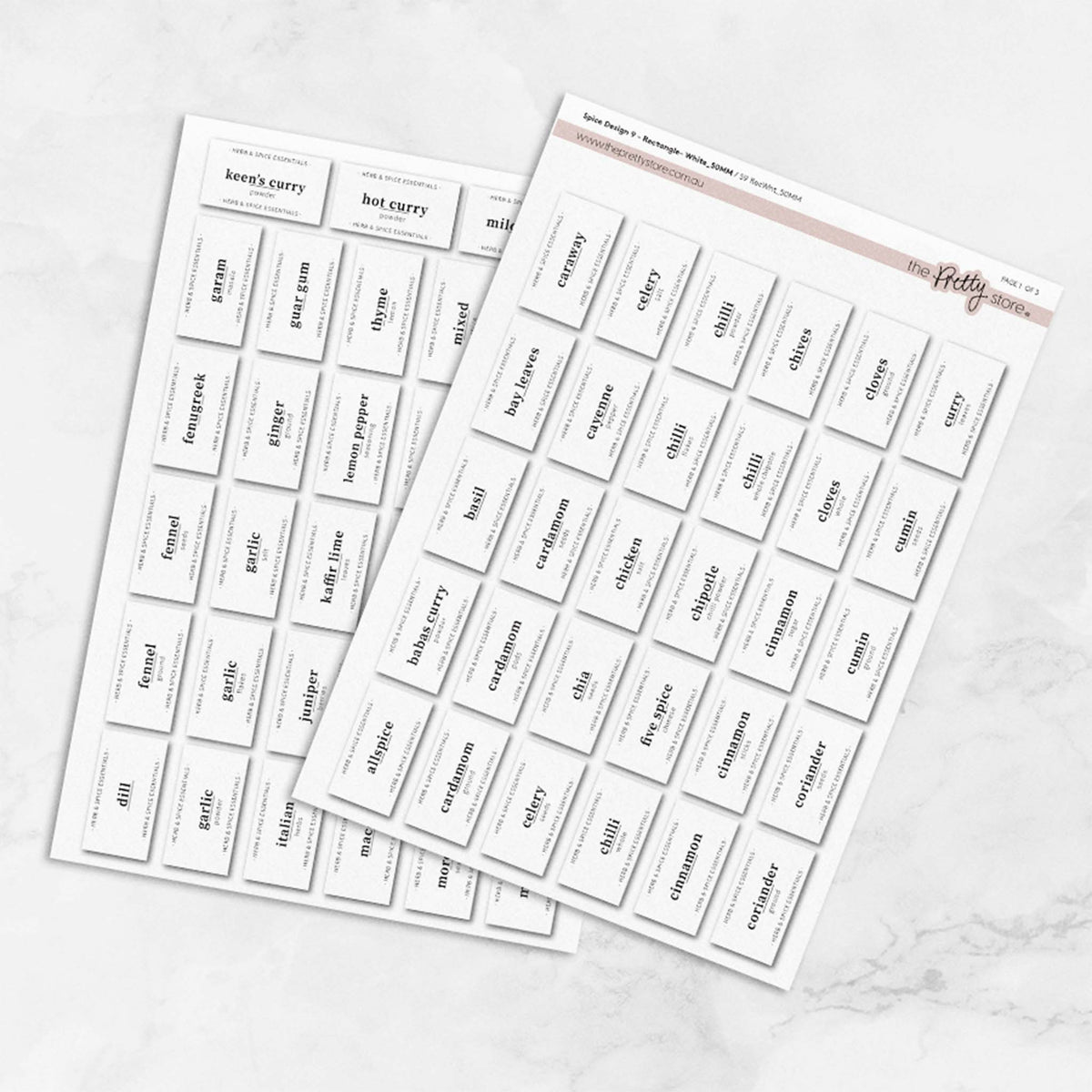 Spice Jar Label Set - Design 9 for 120ml Acacia Screw Top Spice Jars