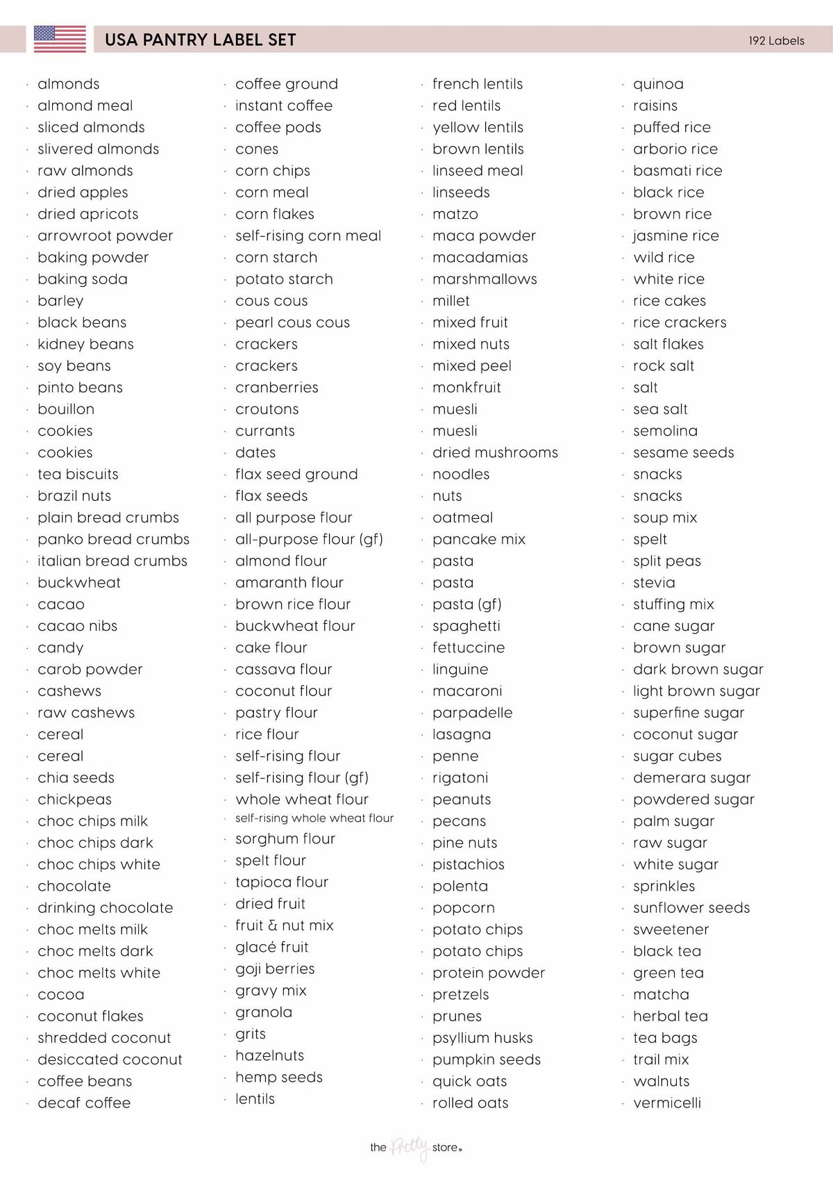 USA Pantry Label Set – Design 26