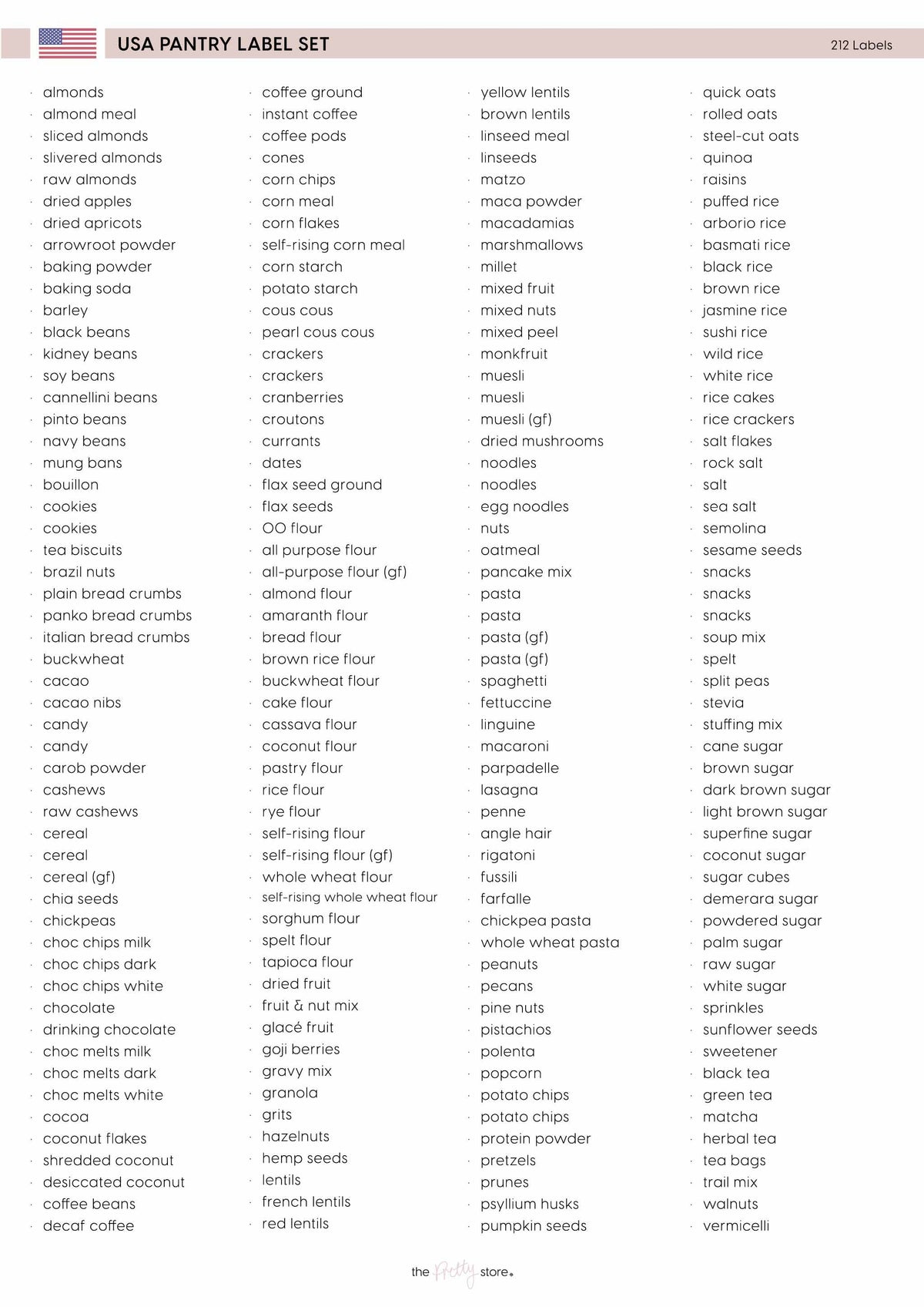 USA Pantry Label Set – Design 15