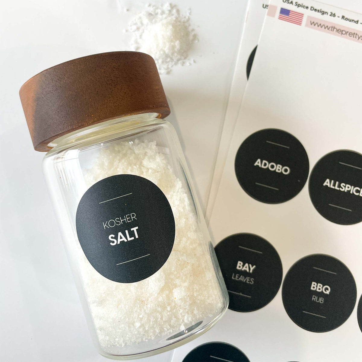 USA Spice Jar Label Set – Design 26 Round