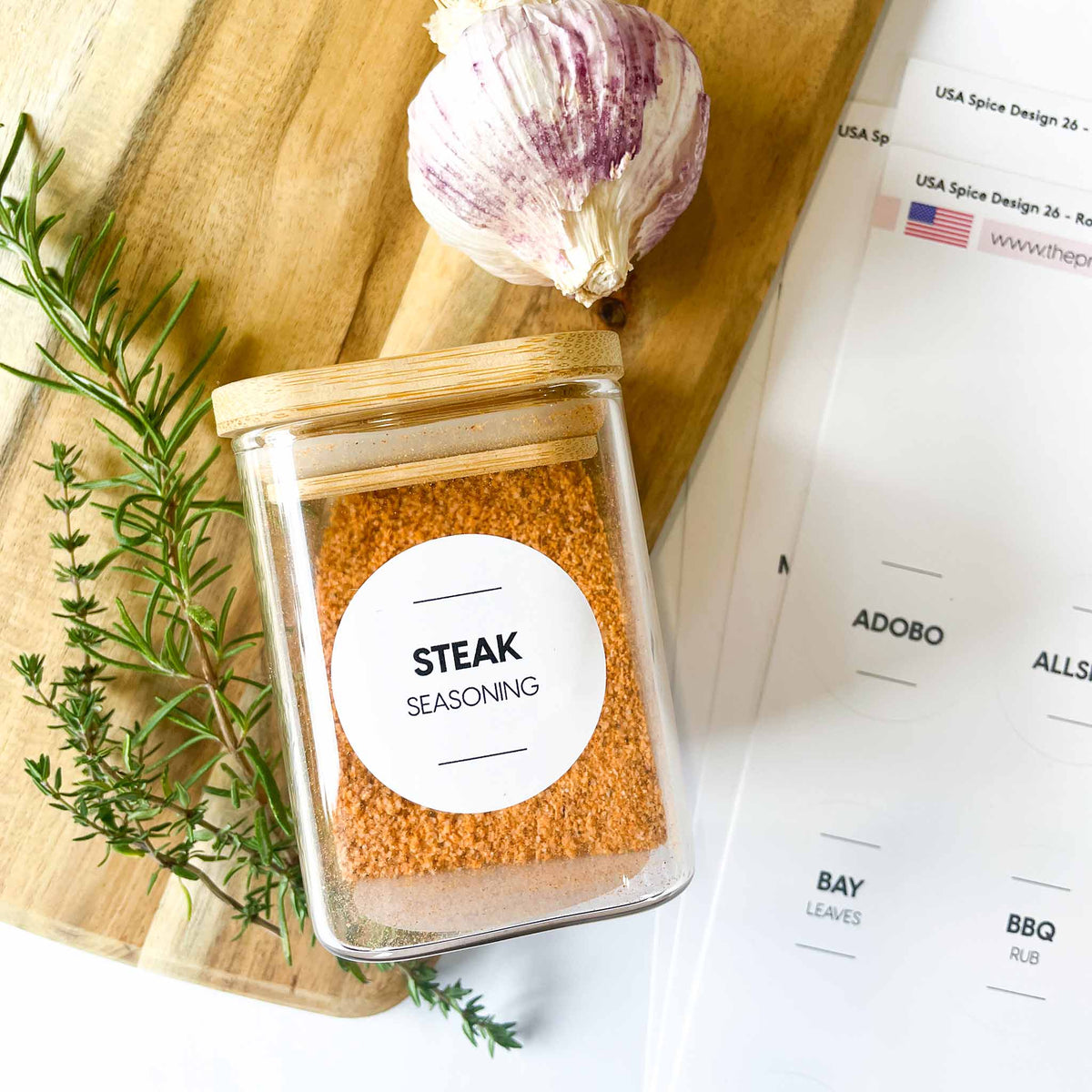 USA Spice Jar Label Set – Design 26 Round