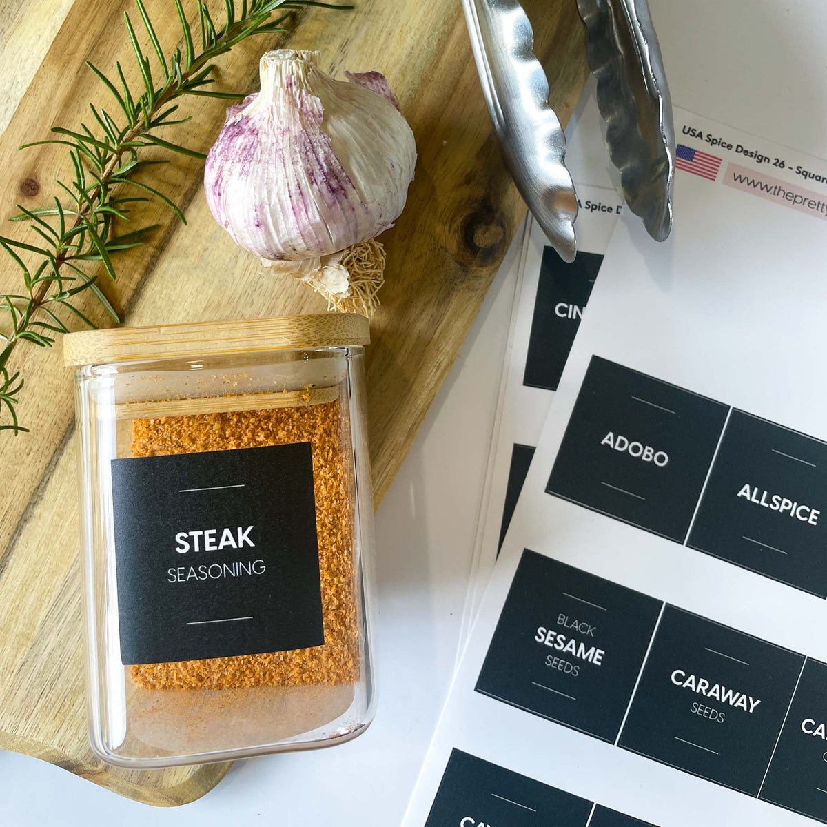 USA Spice Jar Label Set – Design 26 Square