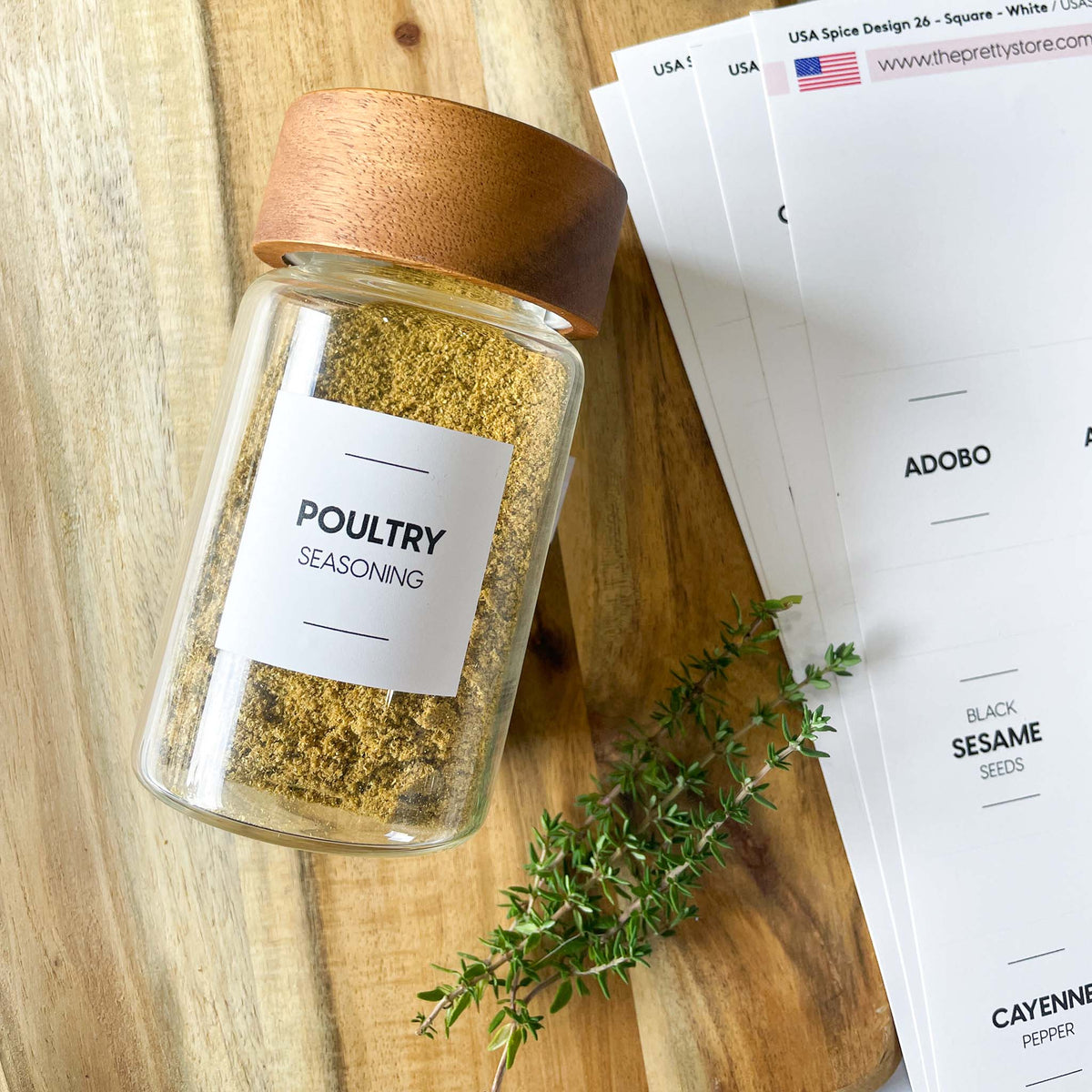 USA Spice Jar Label Set – Design 26 Square
