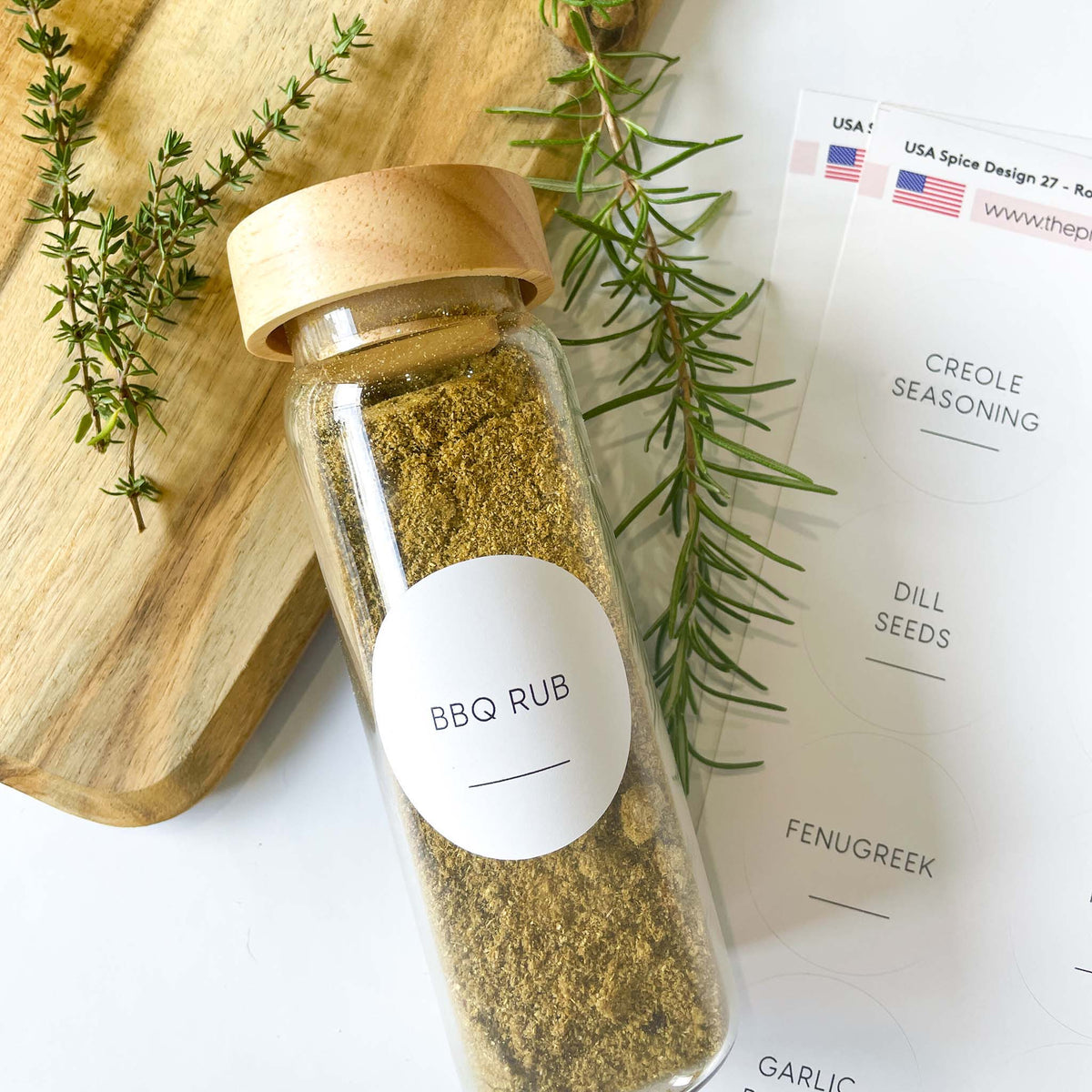 USA Spice Jar Label Set – Design 27 Round
