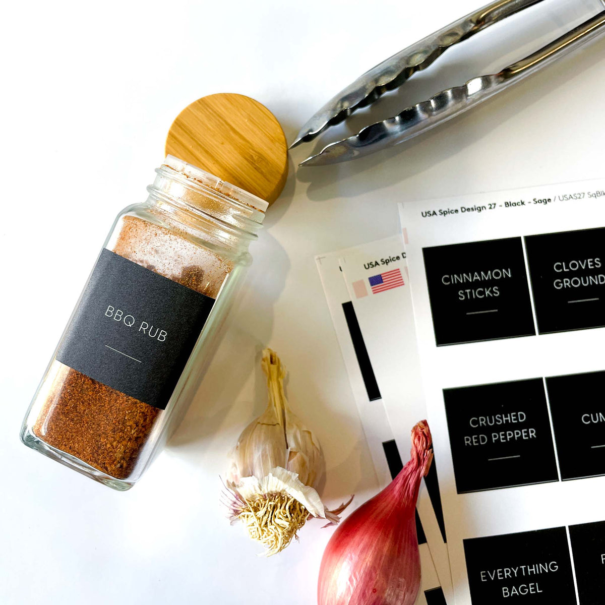 USA Spice Jar Label Set – Design 27 Square
