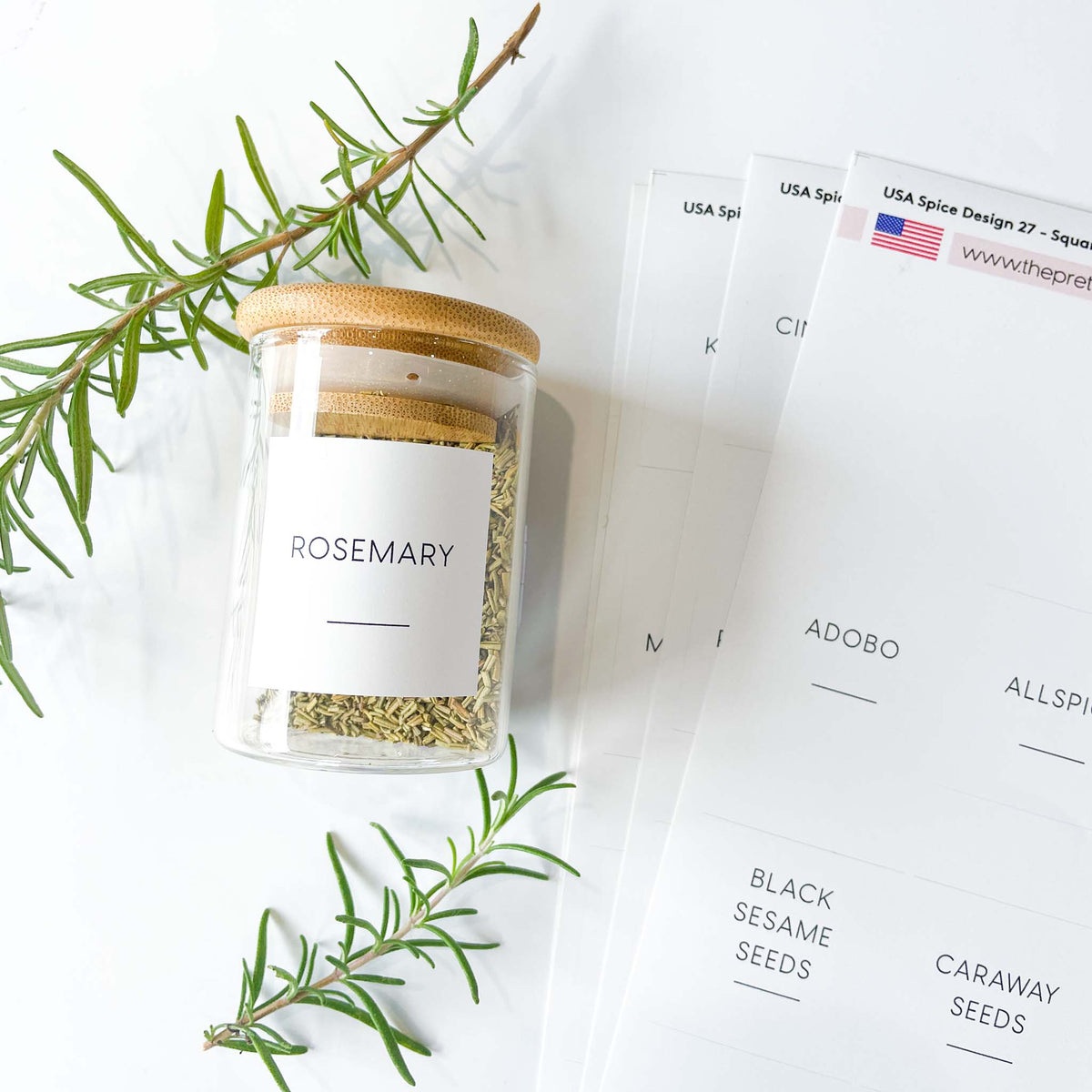 USA Spice Jar Label Set – Design 27 Square