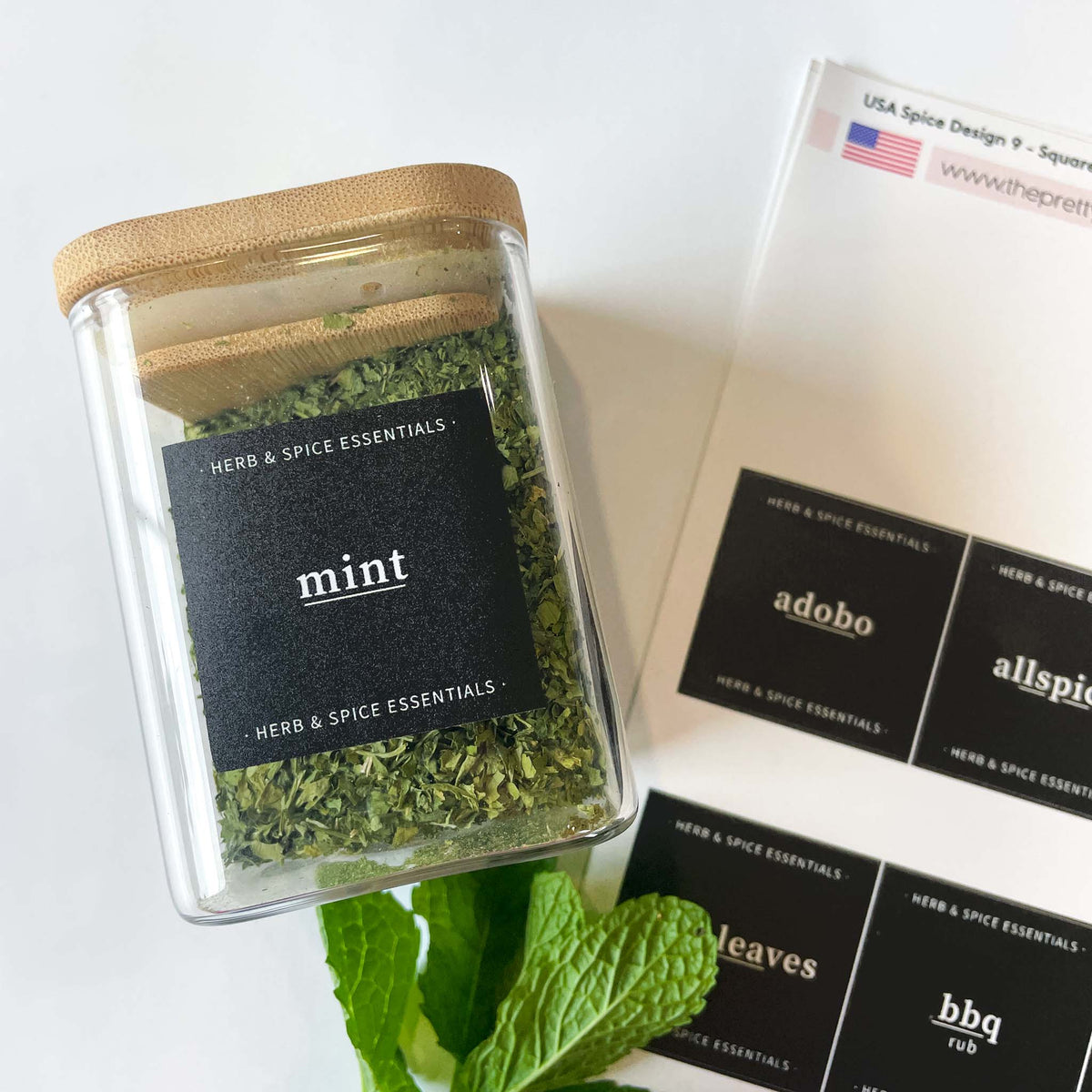 USA Spice Jar Label Set – Design 9 Square