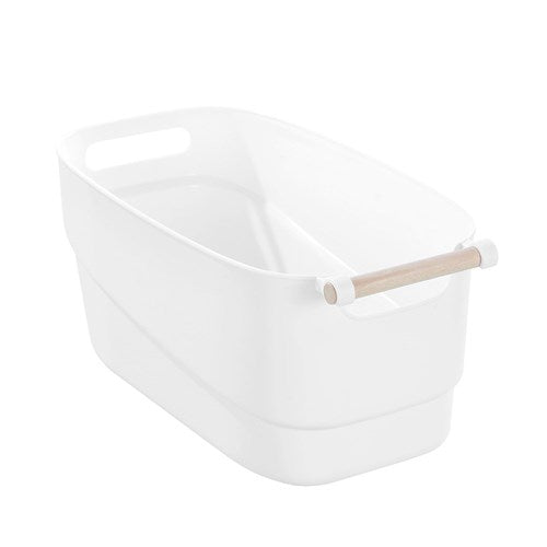 10.5LT White Organiser Tub with Wooden Handle