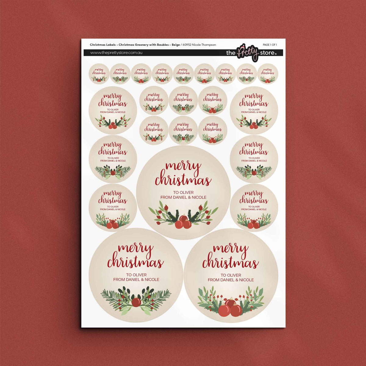 Christmas Label Set - Christmas Greenery