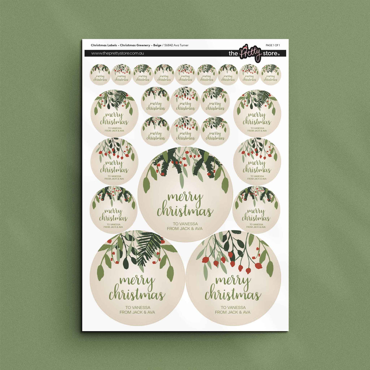 Christmas Label Set - Christmas Greenery