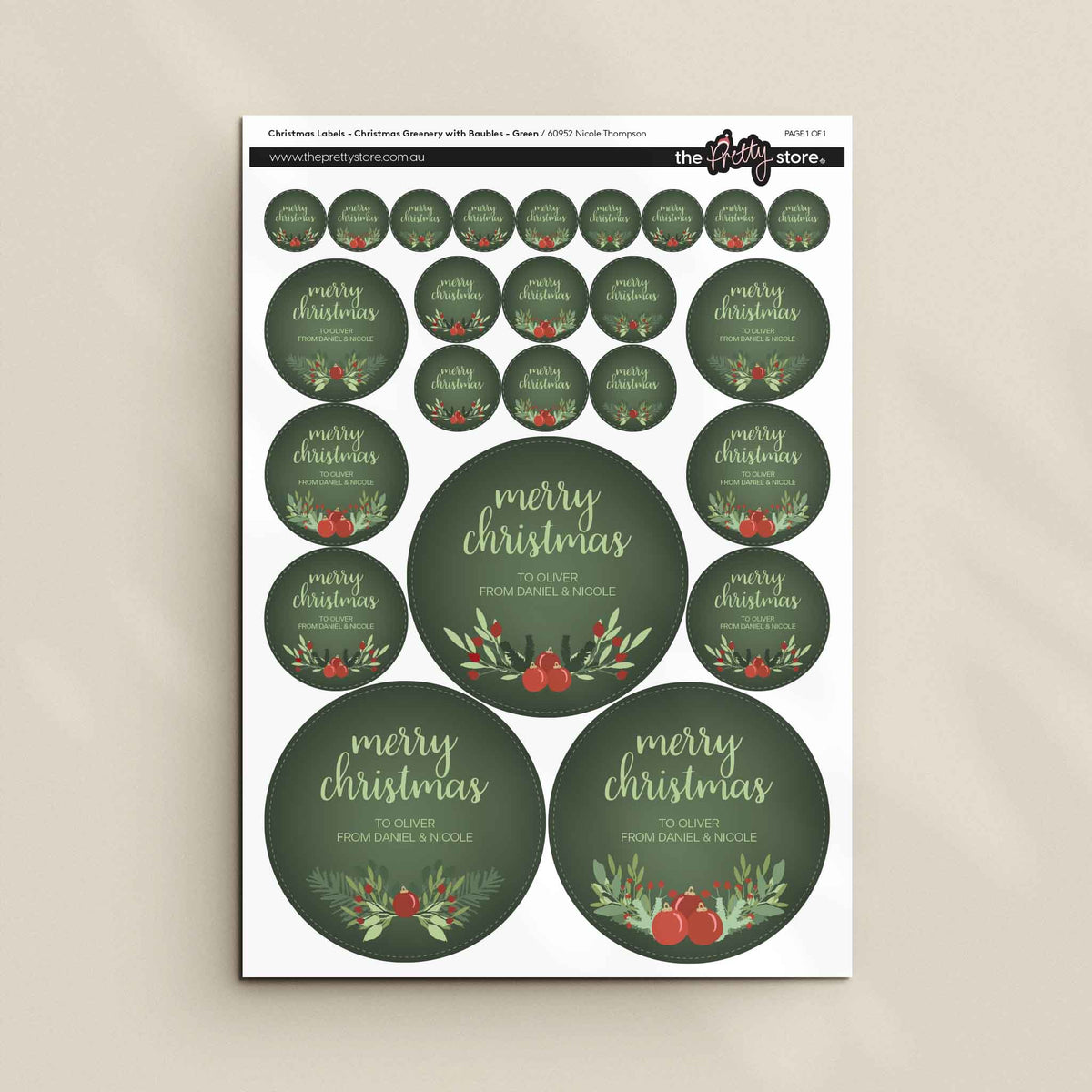 Christmas Label Set - Christmas Greenery