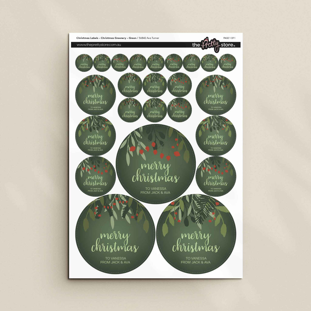 Christmas Label Set - Christmas Greenery