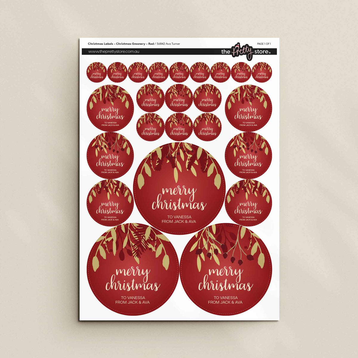 Christmas Label Set - Christmas Greenery