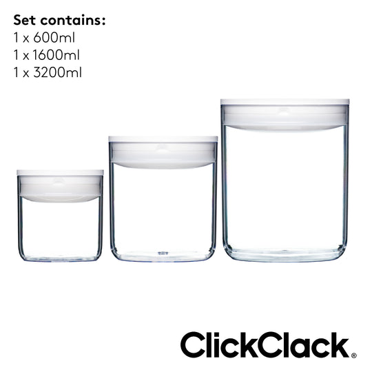 3-Quart Cube Storage Container - White, Click Clack