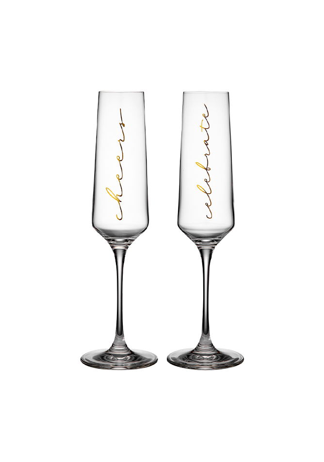 Tempa Celebration Champagne Glass Set - &quot;Cheers&quot;
