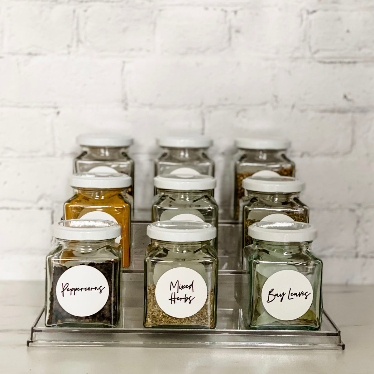 195ml Square Glass Spice Jar Bundle