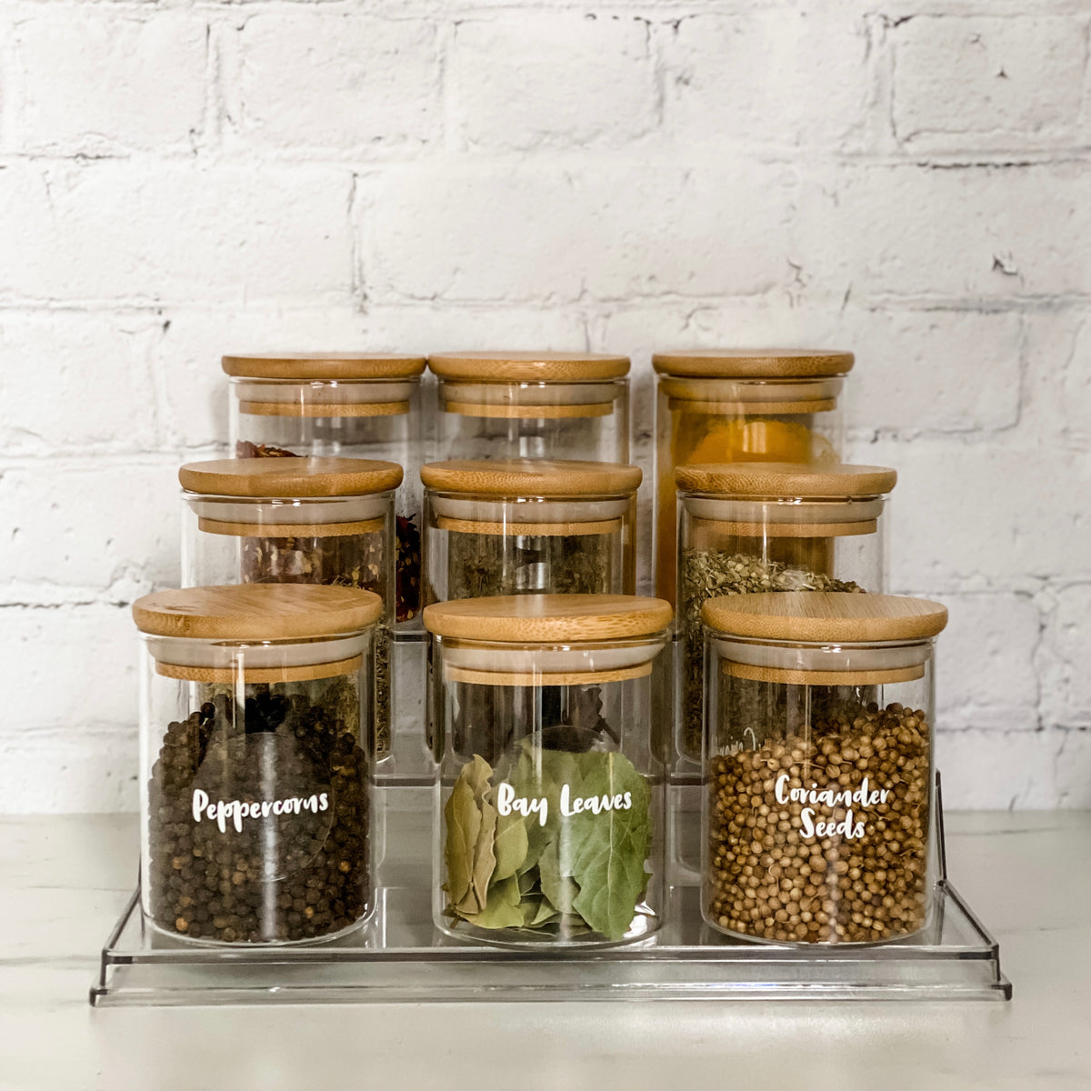200ml Bamboo Spice Jar Bundle with Clear Step