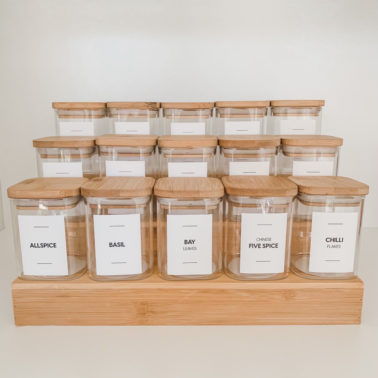 Square Jars with Bamboo Step Bundle