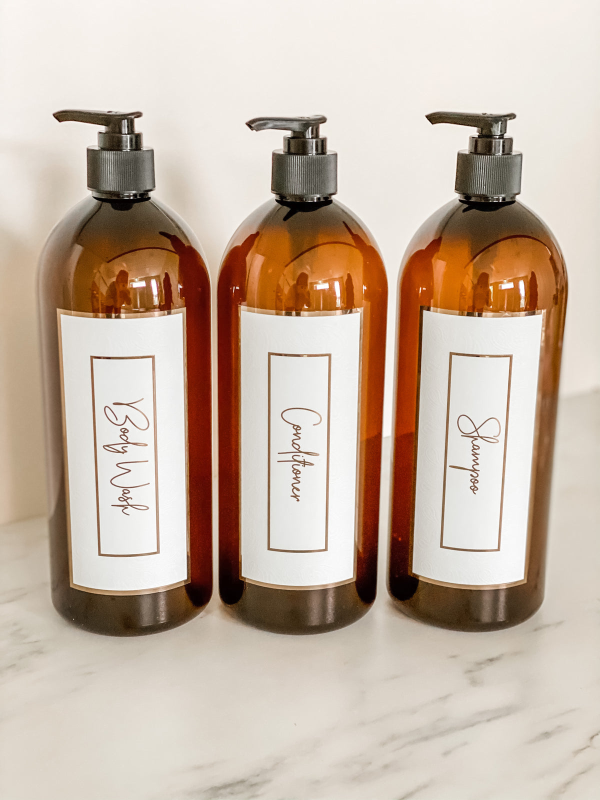 Bath/Shower Amber Bottle and Label Bundle