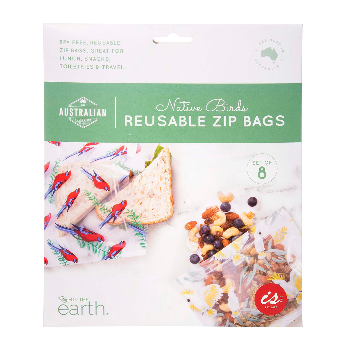 Reusable Zip Lock Bags - Australian Birds