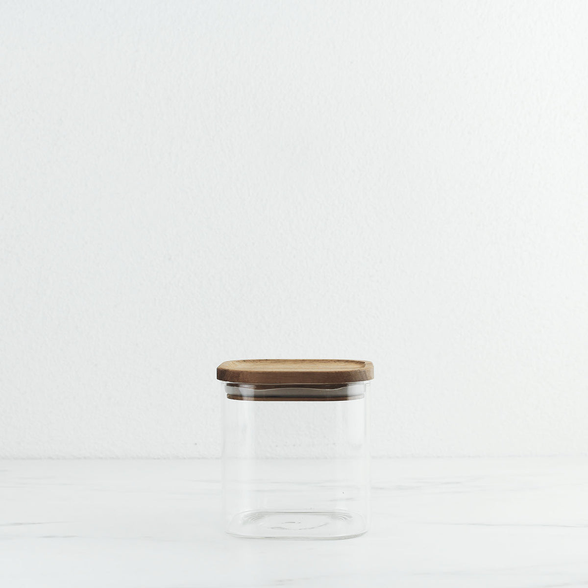Square Glass Pantry Jars with Rustic Wooden Lid
